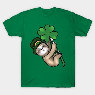 Lucky four leaf clover Saint Paddy Sloth T-Shirt